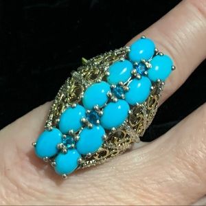 Turquoise & Neon Apatite Ring